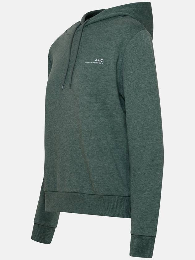 Logo Cotton Blend Knit Hoodie Green - A.P.C. - BALAAN 4