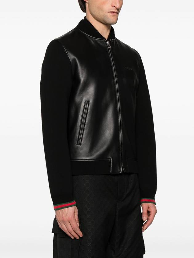 Knit leather jacket black - GUCCI - BALAAN 4