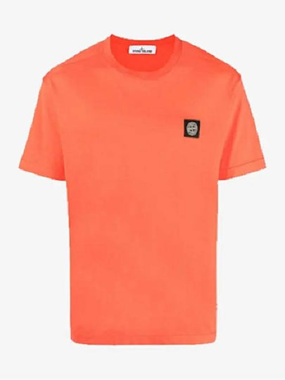 Mini Logo Patch Short Sleeve T-Shirt Orange - STONE ISLAND - BALAAN 2