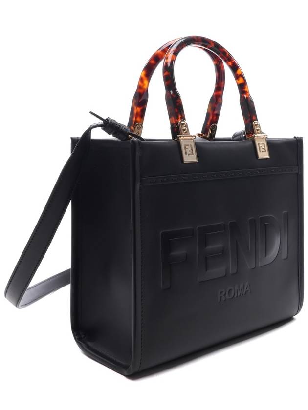 Sunshine Small Leather Tote Bag Black - FENDI - BALAAN 4