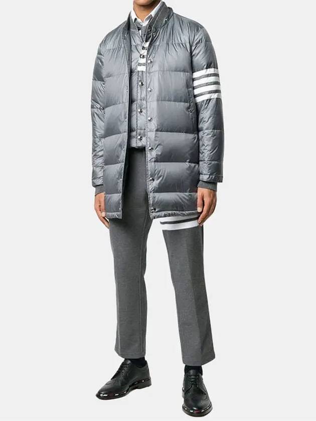 Men's 4 Bar Button Down Hooded Padding Grey - THOM BROWNE - BALAAN 6