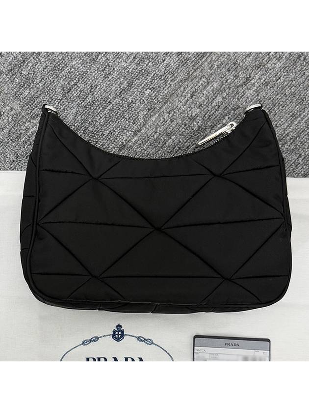 Triangle Logo Re-nylon Paddde Hobo Cross Bag Black - PRADA - BALAAN 5