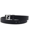 FF Buckle Pattern Reversible Leather Belt Black - FENDI - BALAAN 3