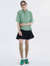 Small flower short sleeve stand collar shirt green 0116 - VOYONN - BALAAN 3