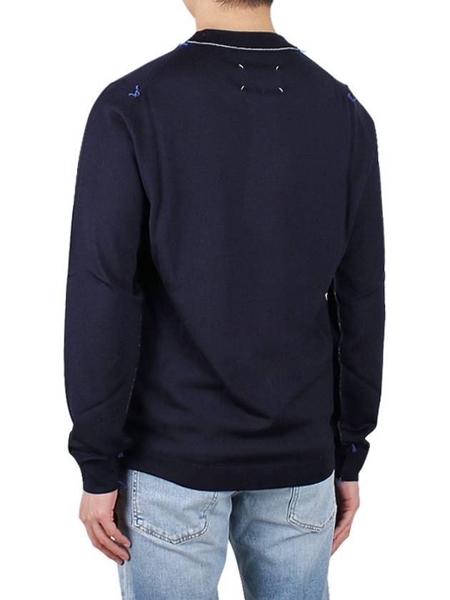 Back Stitch Crew Neck Wool Knit Top Navy - MAISON MARGIELA - BALAAN 5