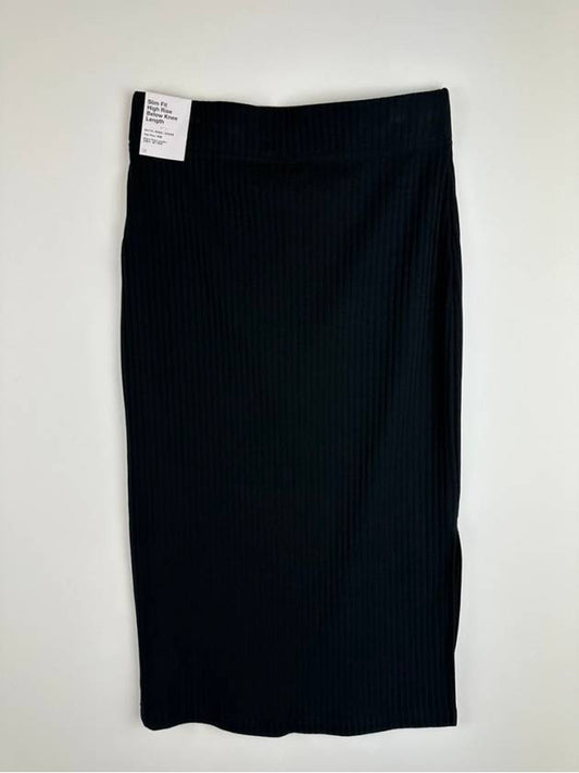 High Rise Slim Fit Ribbed Skirt DV7957 010 Black WOMENS S M Asian - NIKE - BALAAN 2