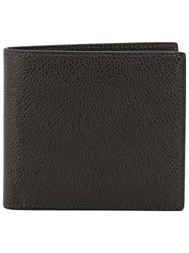 Pebble Grain Leather Half Wallet Dark Brown - THOM BROWNE - BALAAN 3