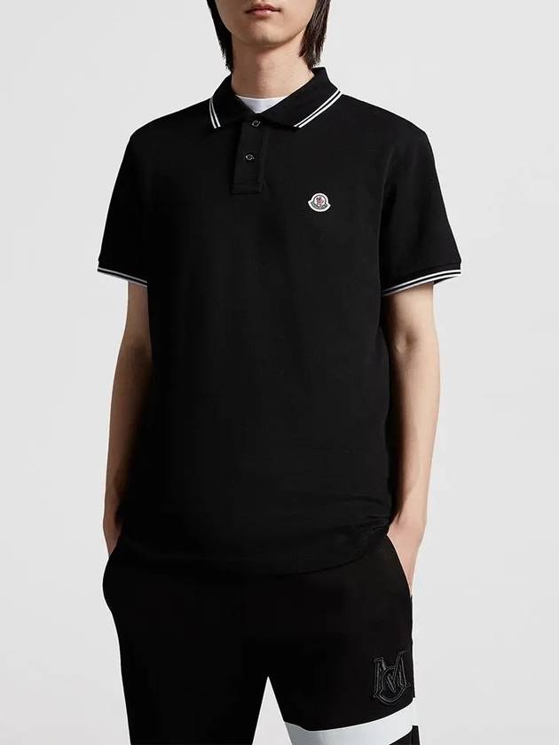 Logo Patch Cotton Polo Shirt Black - MONCLER - BALAAN 7