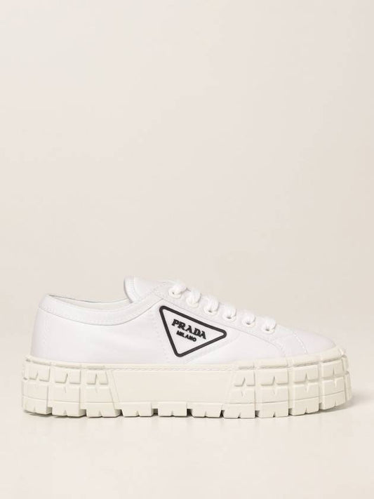 Double Wheel Re-Nylon Gabardine Low-Top Sneakers White - PRADA - BALAAN 2