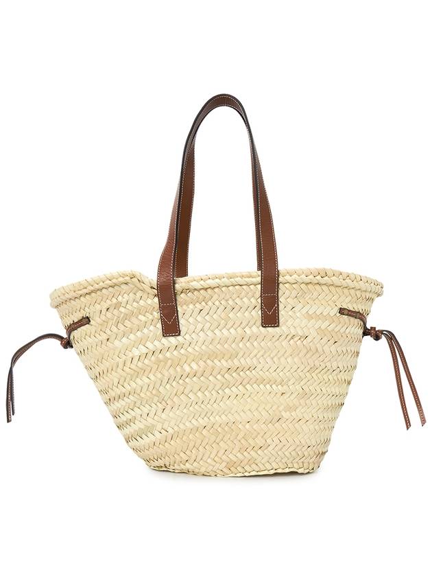 Cadix Drawstring Raffia Tote Bag Natural Cognac - ISABEL MARANT - BALAAN 4