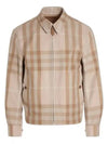 Men's Reversible Check Cotton Collar Zip-Up Jacket Beige - BURBERRY - BALAAN 2