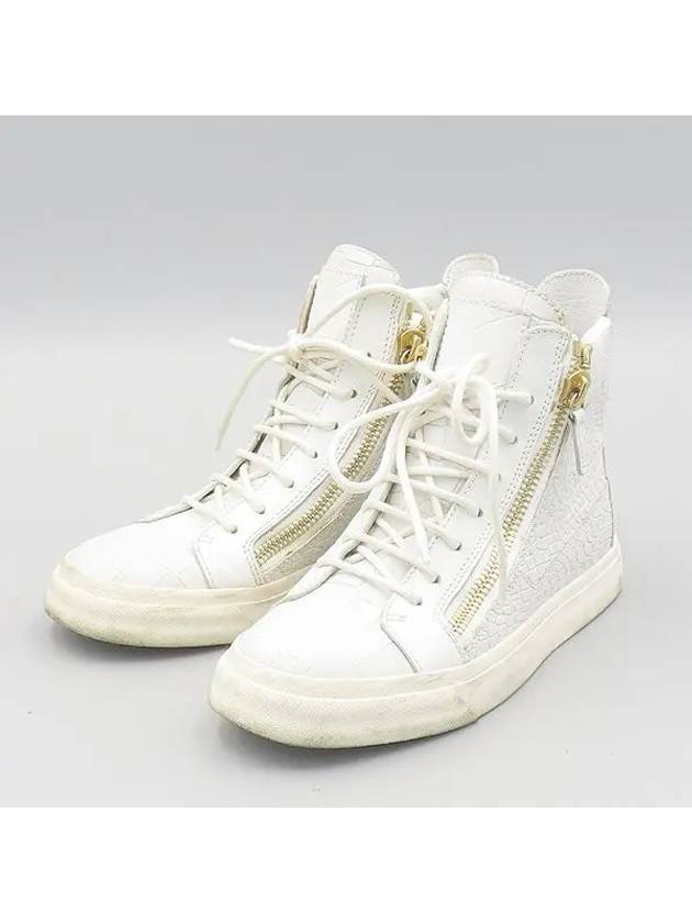 White Crocodile Pattern Women s High Top Sneakers 235MM - GIUSEPPE ZANOTTI - BALAAN 5