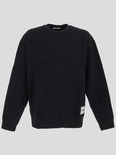 Logo Patch Crew Neck Cotton Sweatshirt Black - JIL SANDER - BALAAN 2