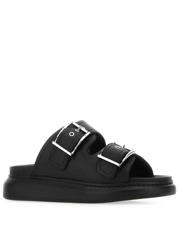 Double Buckle Strap Slippers Black - ALEXANDER MCQUEEN - BALAAN 3