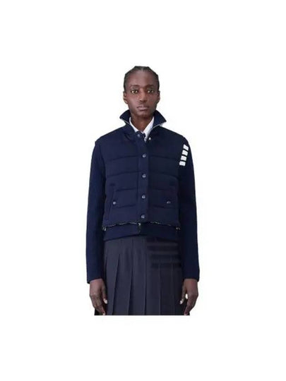 Fine Merino Reversible Wool Down Zip-Up Jacket Black - THOM BROWNE - BALAAN 2