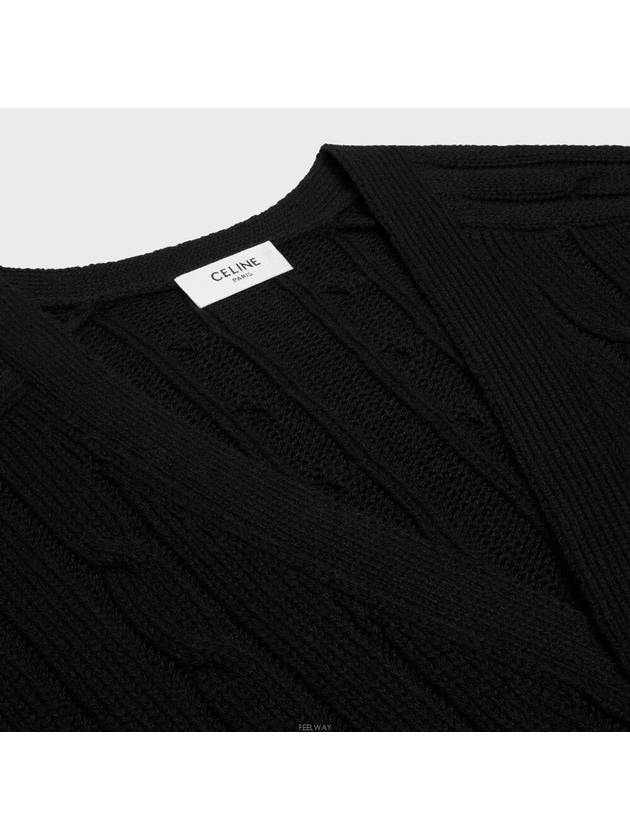 Triomphe Embroidered Cable Knit Cashmere Cardigan Black - CELINE - BALAAN 4