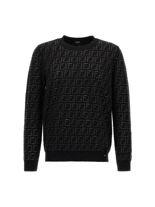 FF motif crew neck wool knit top black - FENDI - BALAAN 2