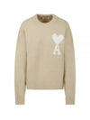 Intarsia Heart Logo Knit Top Vanilla - AMI - BALAAN 2