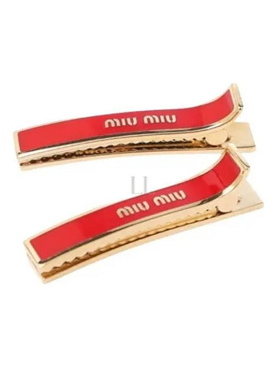 Engraved Logo Hair Pin Set Red - MIU MIU - BALAAN 2