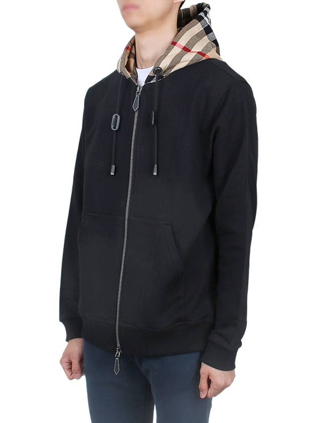 Check Hood Cotton Zip Up Hoodie Black Archive Beige - BURBERRY - BALAAN 5