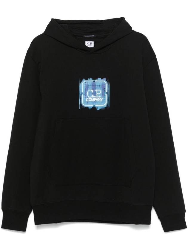 Metropolis Series Logo Print Fleece Hoodie Black - CP COMPANY - BALAAN 3