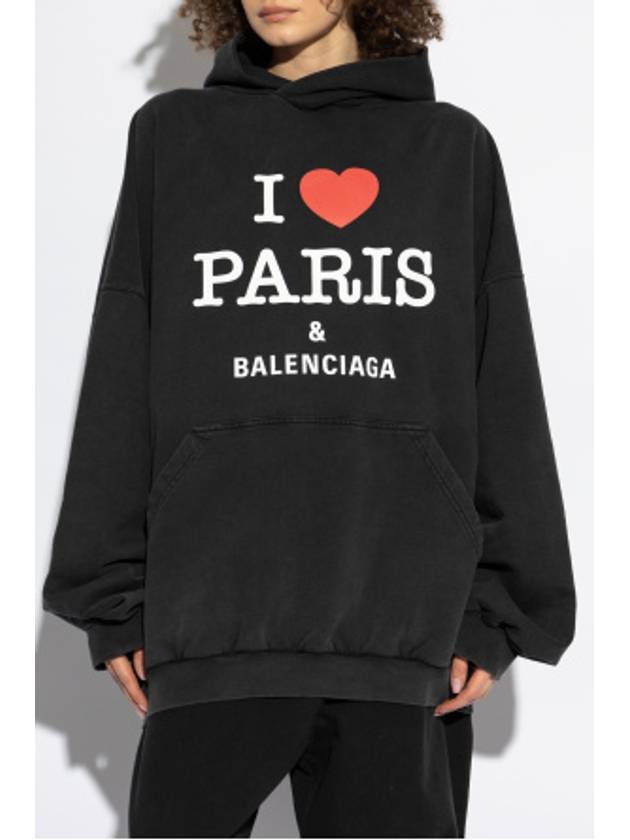 I Love Paris Large Fit Hoodie Black - BALENCIAGA - BALAAN 9