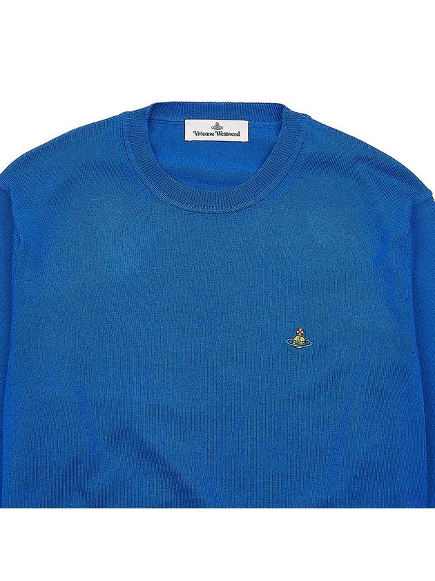 ORB Embroidered Crew Neck Knit Top Blue - VIVIENNE WESTWOOD - BALAAN 4