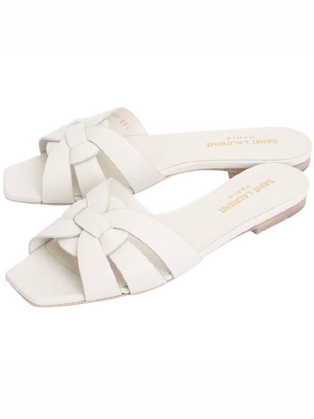 Tribute Smooth Leather Mules White - SAINT LAURENT - BALAAN 2