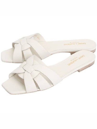 Tribute Smooth Leather Mules White - SAINT LAURENT - BALAAN 2