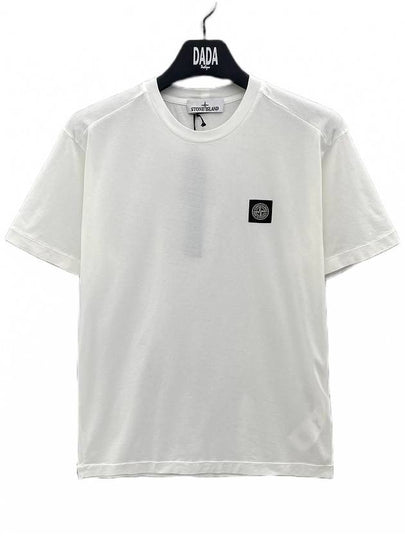 Logo Patch Cotton Short Sleeve T-Shirt White - STONE ISLAND - BALAAN 2