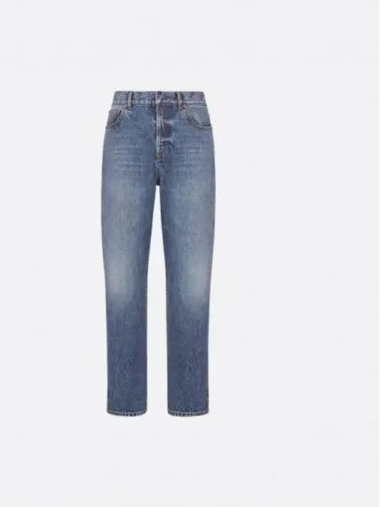 8 Cropped Straight Jeans Blue Stonewashed - DIOR - BALAAN 2