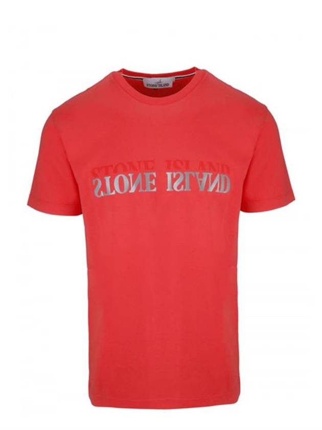 Logo Print Short Sleeve T-Shirt Red - STONE ISLAND - BALAAN 8