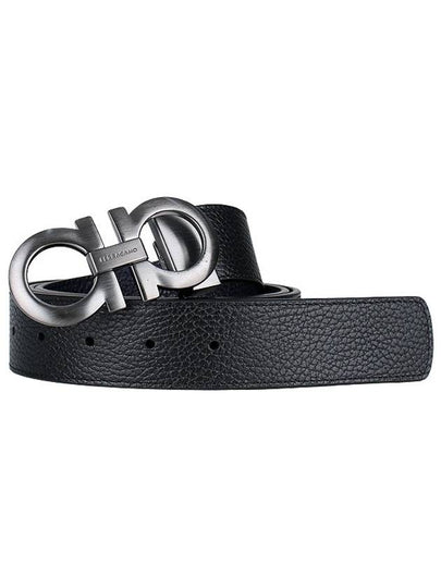 Gancini Reversible Adjustable Leather Belt Midnight Blue - SALVATORE FERRAGAMO - BALAAN 2