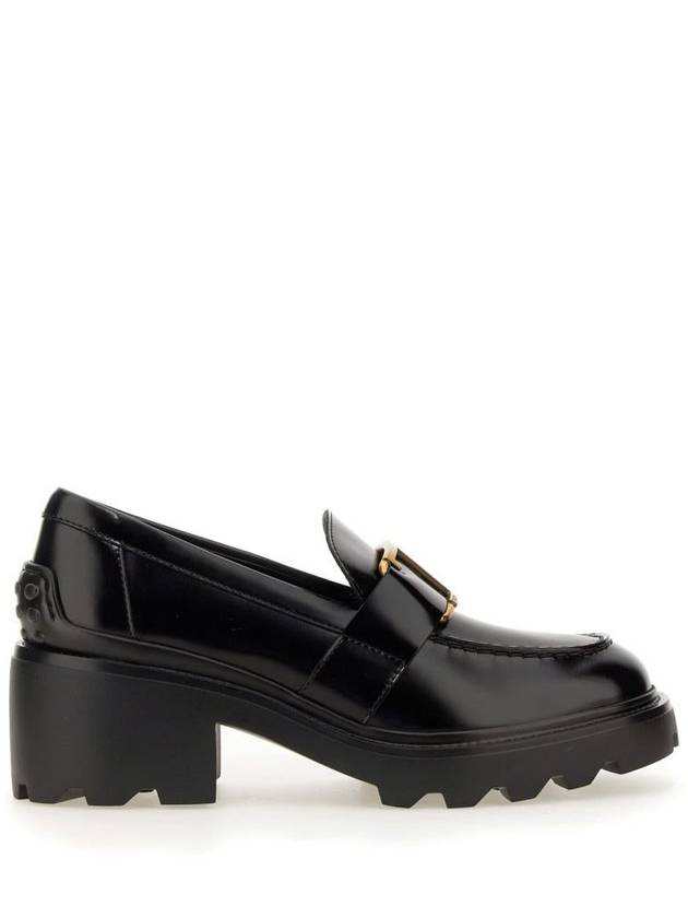 T Logo Leather Loafer Heels Black - TOD'S - BALAAN 2