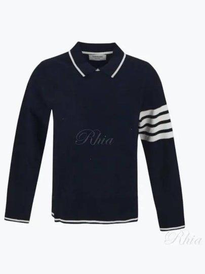 Women's Tipping Jersey Viscose Polo Shirt Navy - THOM BROWNE - BALAAN 2