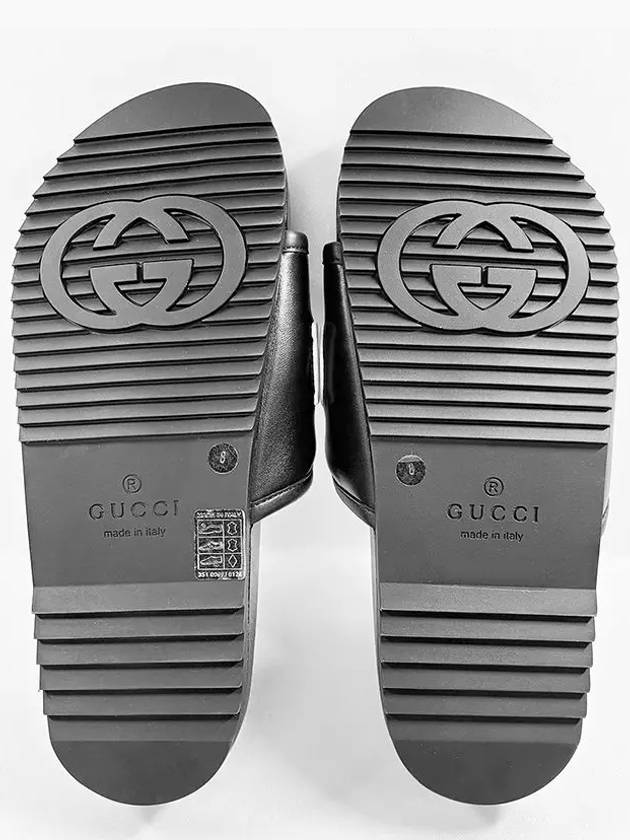 Jumbo Logo Leather Slippers Black - GUCCI - BALAAN 5