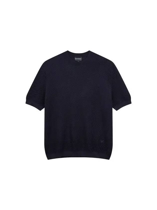 Men s Eagle Logo Ribbed Crew Neck Pullover Navy - EMPORIO ARMANI - BALAAN 1