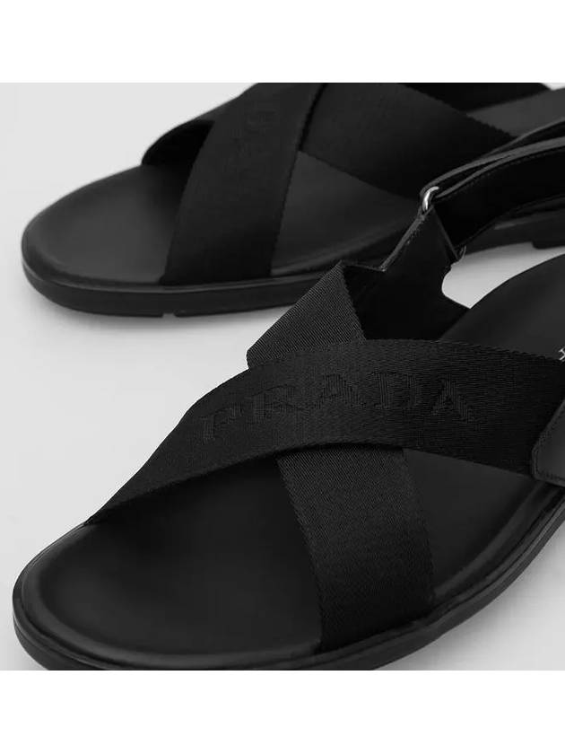 Logo Strap Cross Nylon Sandals Black - PRADA - BALAAN 2