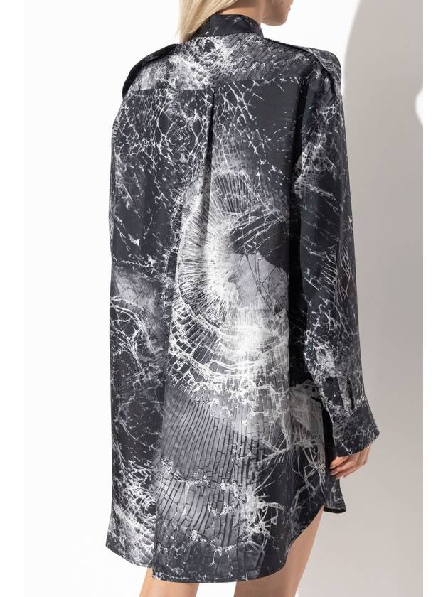 Alexander McQueen Silk Dress With Print, Women's, Grey - ALEXANDER MCQUEEN - BALAAN 4