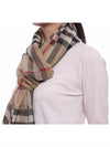 Check Wool Silk Scarf Beige - BURBERRY - BALAAN 5