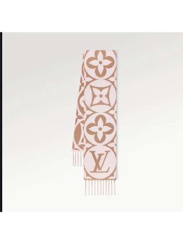 LV Medallion Monogram Wool Scarf Rose Beige - LOUIS VUITTON - BALAAN 4