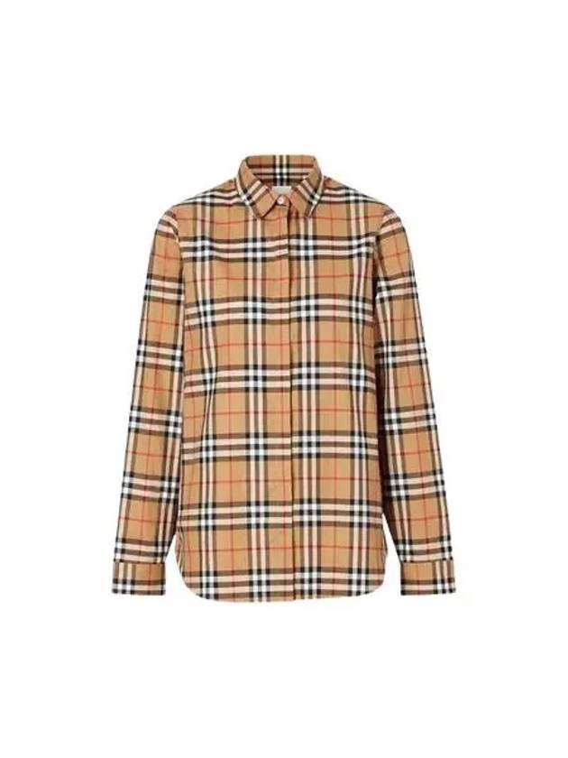 Vintage Check Cotton Oversized Shirt Antique Yellow - BURBERRY - BALAAN 2