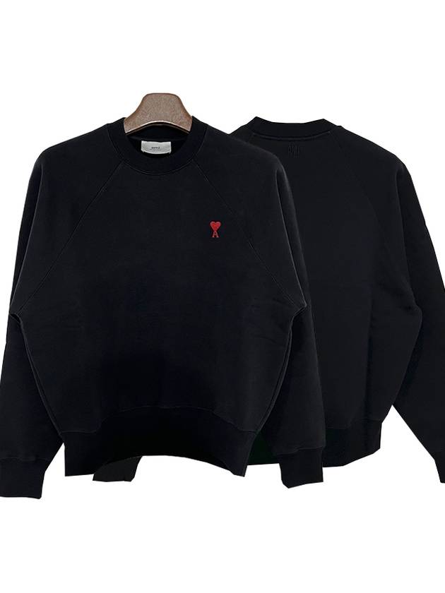 Small Heart Logo Sweatshirt Black - AMI - BALAAN 2