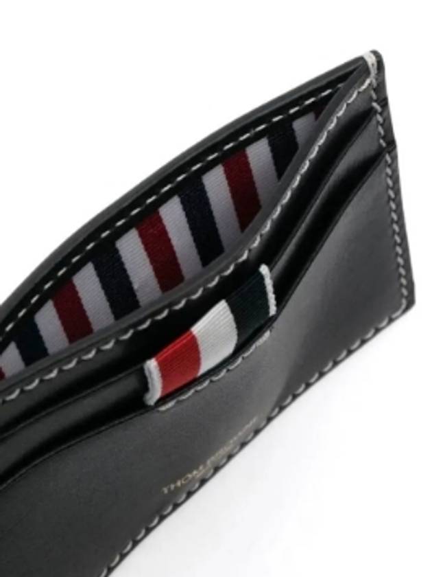 Stitched Vacchetta Card Wallet Navy - THOM BROWNE - BALAAN 4