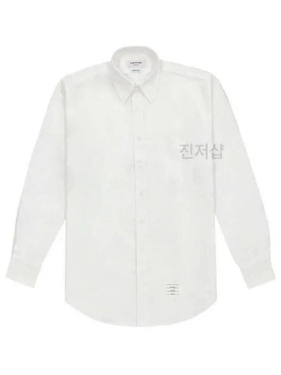 Men's Logo Patch Cotton Long Sleeve Shirt White - THOM BROWNE - BALAAN 2