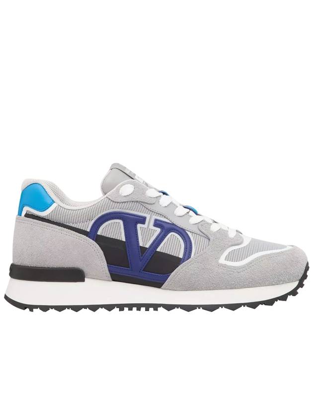 V Logo Low Top Sneakers Grey Blue - VALENTINO - BALAAN 2