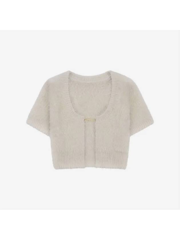 La Maile Neve Logo Charm Fluffy Crop Cardigan Offwhite - JACQUEMUS - BALAAN 2