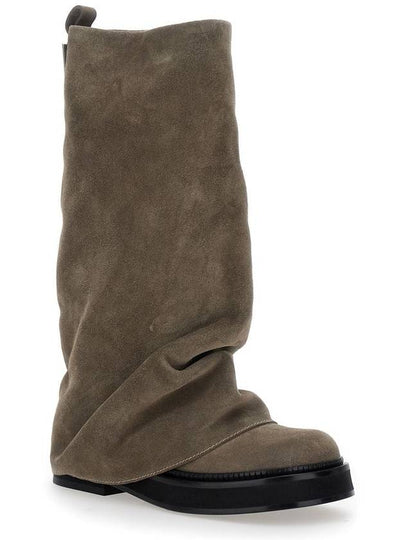 'Robin' Beige Boots With Logo Plaque On The Rear And Pull-Tab At The Heel In Suede Leather Woman - THE ATTICO - BALAAN 2