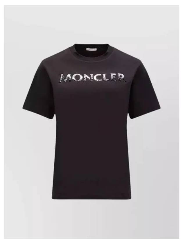 Logo patch graphic printing round neck short sleeve t-shirt black women's short sleeve 195412 - MONCLER - BALAAN 1