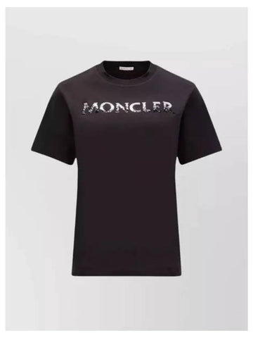 Logo patch graphic printing round neck short sleeve t-shirt black women's short sleeve 195412 - MONCLER - BALAAN 1